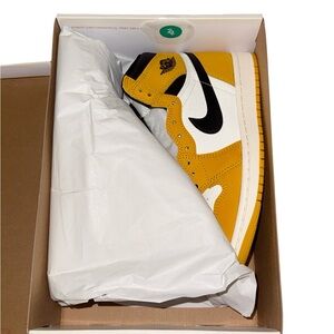 Nike Air Jordan 1 Mid Yellow/White/Black Sneakers Mens 5 Woman’s 6.5